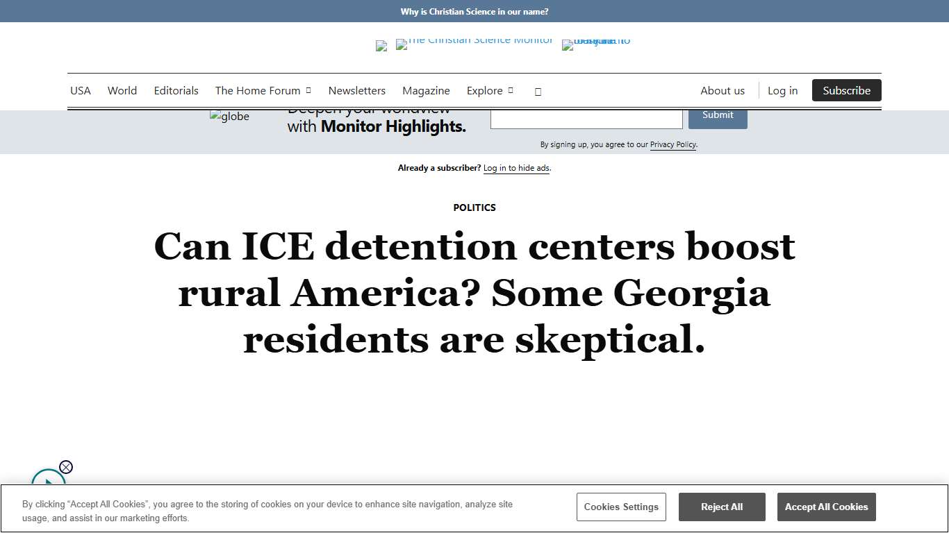 Can ICE detention centers boost rural America? Some Georgia residents are skeptical. - CSMonitor.com