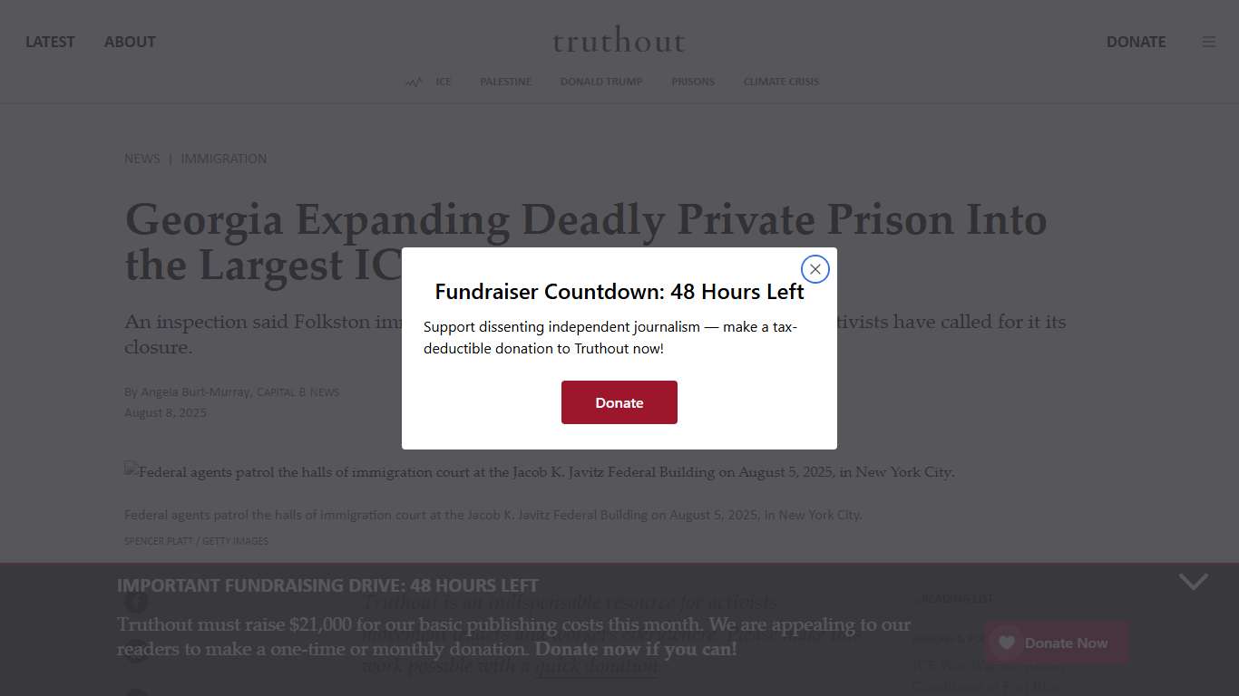 Georgia Expanding Deadly Private Prison Into the Largest ICE Facility in the US Truthout